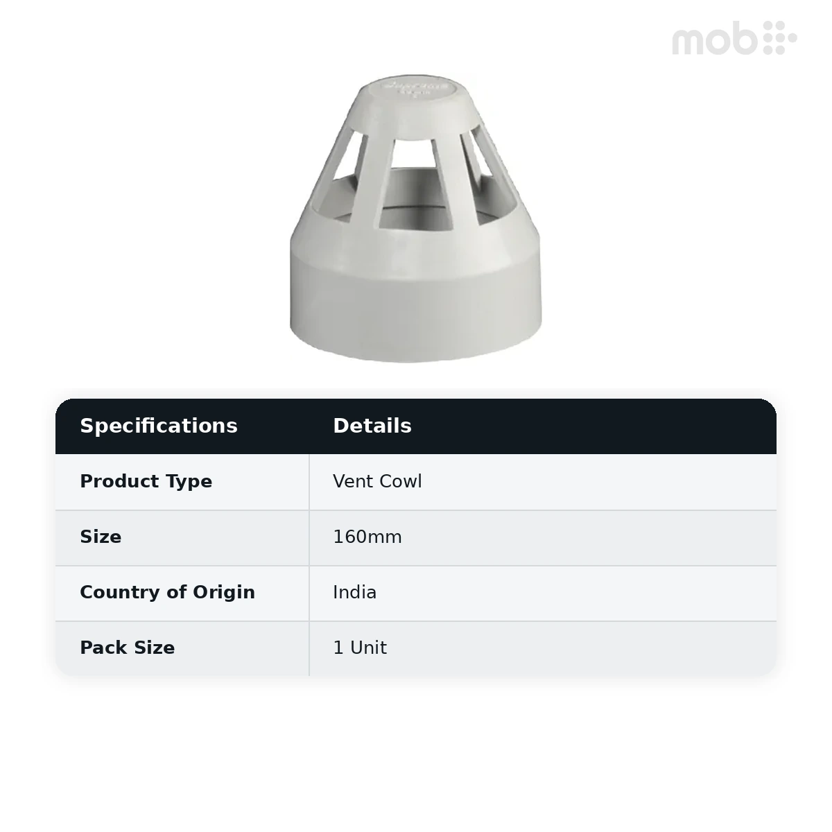 Supreme PVC S.W.R Vent Cowl, 160mm - image 2