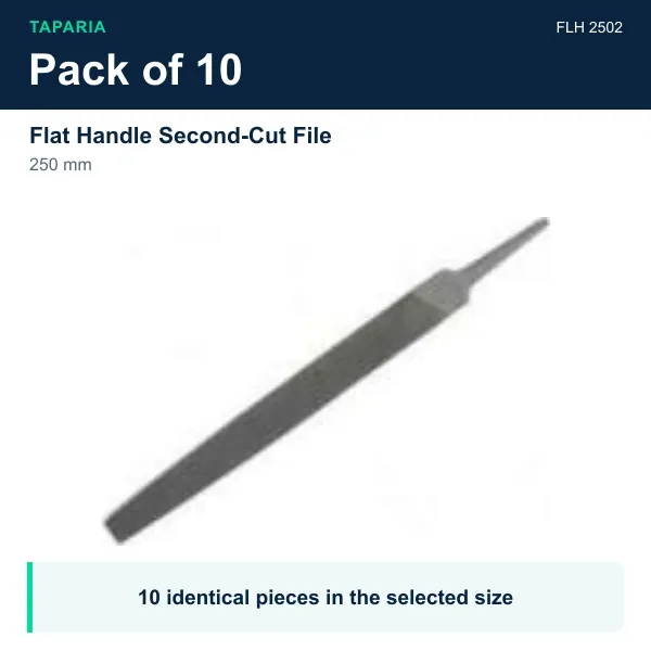 Taparia Flat Handle Second-Cut File 250 mm FLH 2502 - Pack of 10 pieces