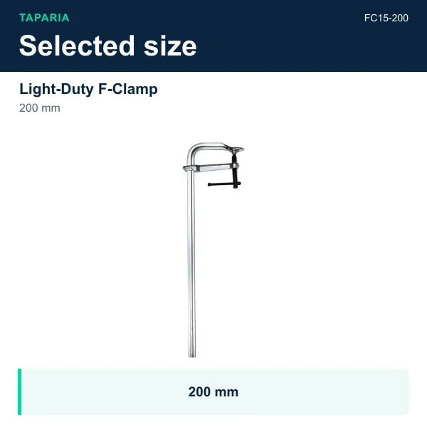 Taparia Light-Duty F-Clamp 200 mm FC15-200 - image 2