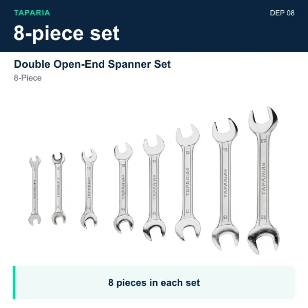 Taparia Double Open-End Spanner Set 8-Piece DEP 08 - image 2