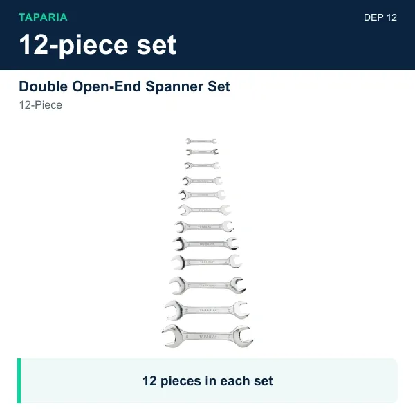 Taparia Double Open-End Spanner Set 12-Piece DEP 12 - image 2