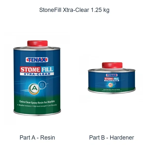 Tenax StoneFill Xtra-Clear Stone Epoxy Resin Kit, 1.25 kg, Extra Clear, FCC923112900P2P