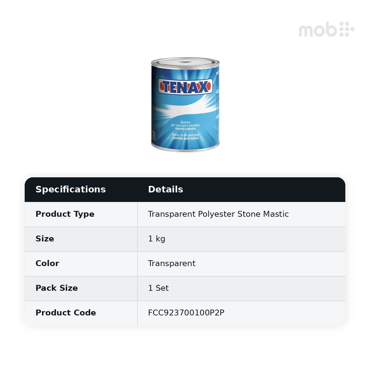 Tenax Solido Trasparente Transparent Polyester Stone Mastic, 1 kg, Transparent, FCC923700100P2P - image 2