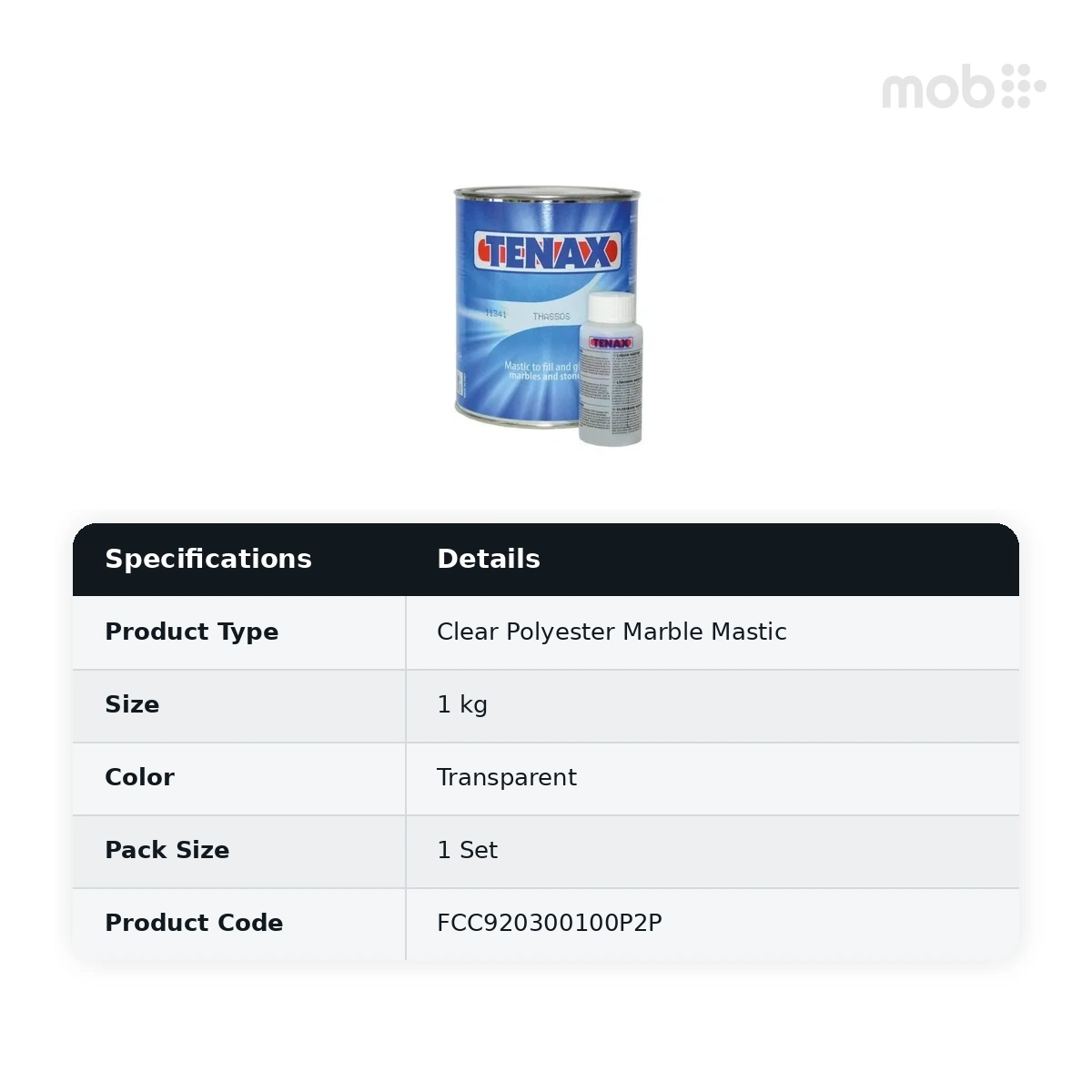Tenax Thassos Clear Polyester Marble Mastic, 1 kg, Transparent, FCC920300100P2P
