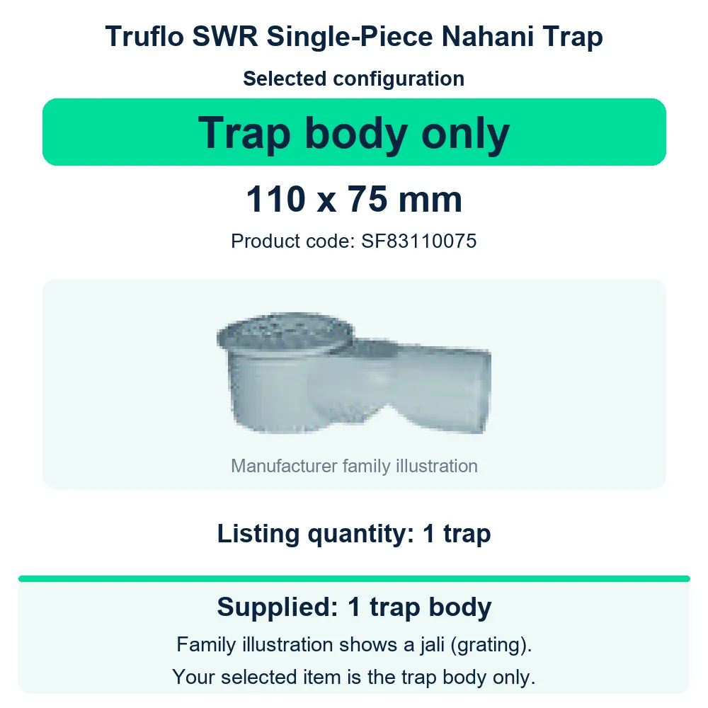 Truflo SWR Selfit Single Piece Nahani Trap without Jali 110 x 75 mm - SF83110075