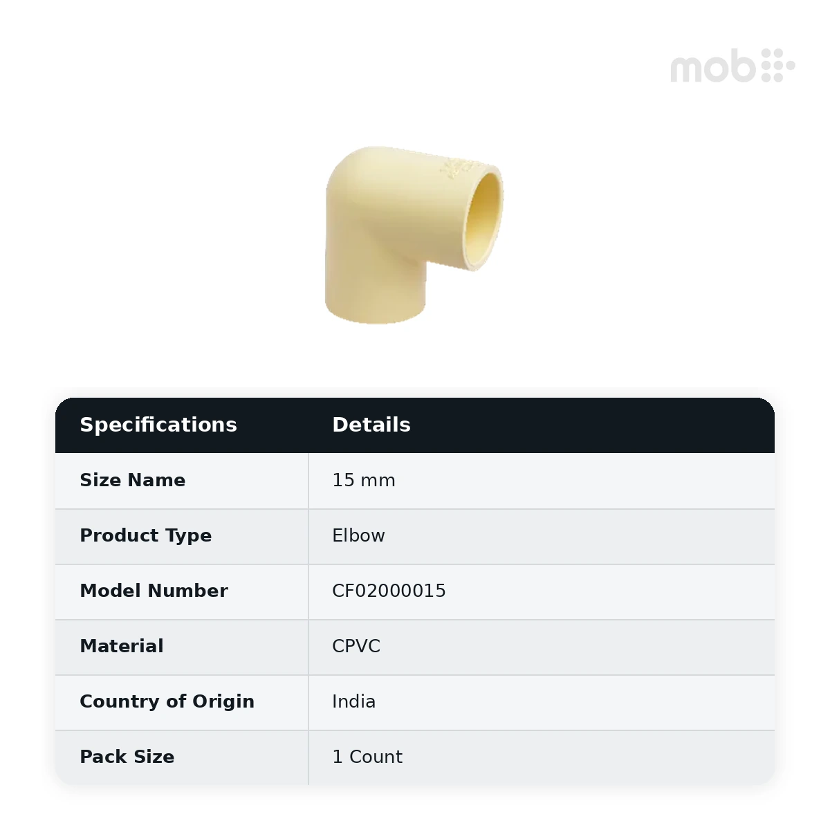 Truflo CPVC Elbow 90° Plain 15 mm - CF02000015 - image 2