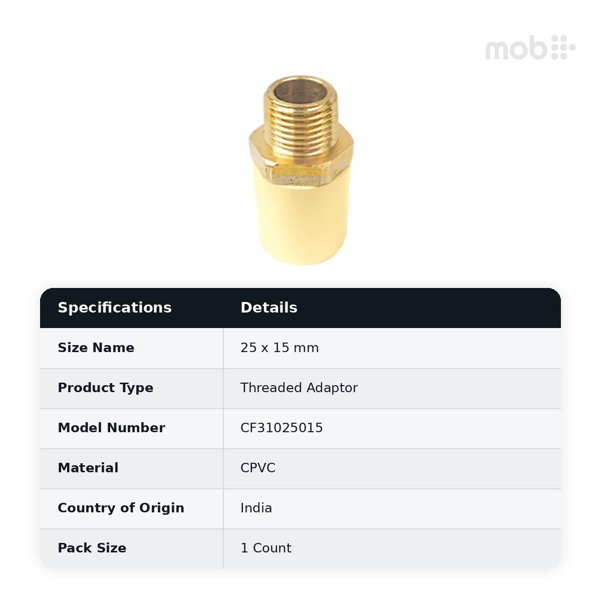 Truflo CPVC Reducer MTA - HEXA Nut 25 x 15 mm - CF31025015 - image 2