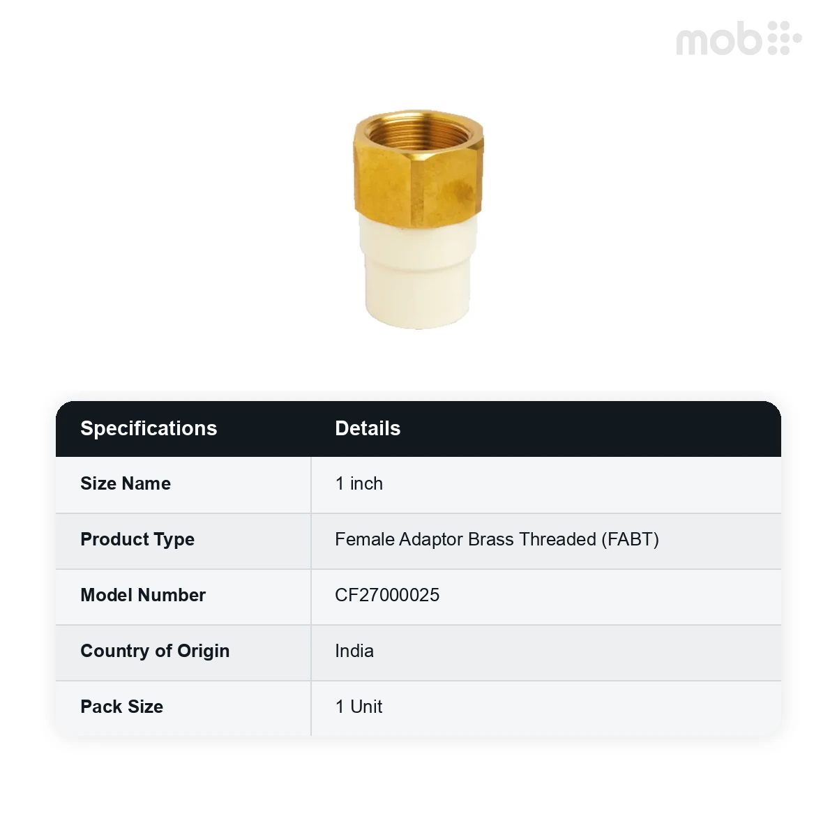 Truflo CPVC SDR 11 Brass Female Threaded Adaptor (1 inch) code: CF27000025 - image 2