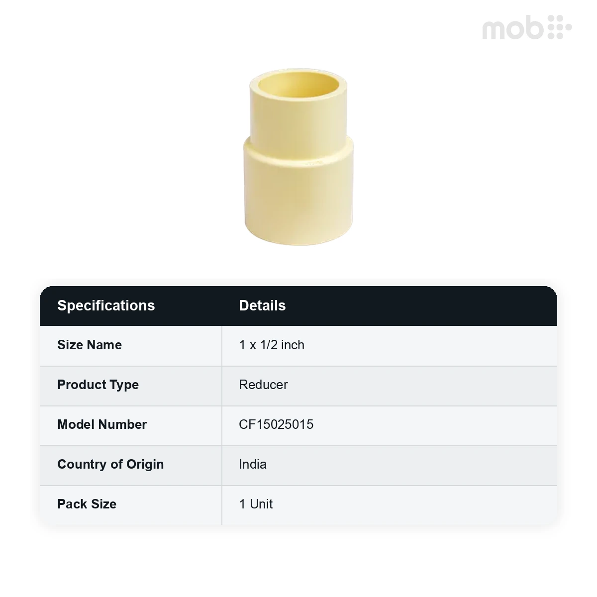 Truflo CPVC SDR 11 Plain Reducer 25 mm x 15 mm (1 x 1/2 inch) code: CF15025015 - image 2