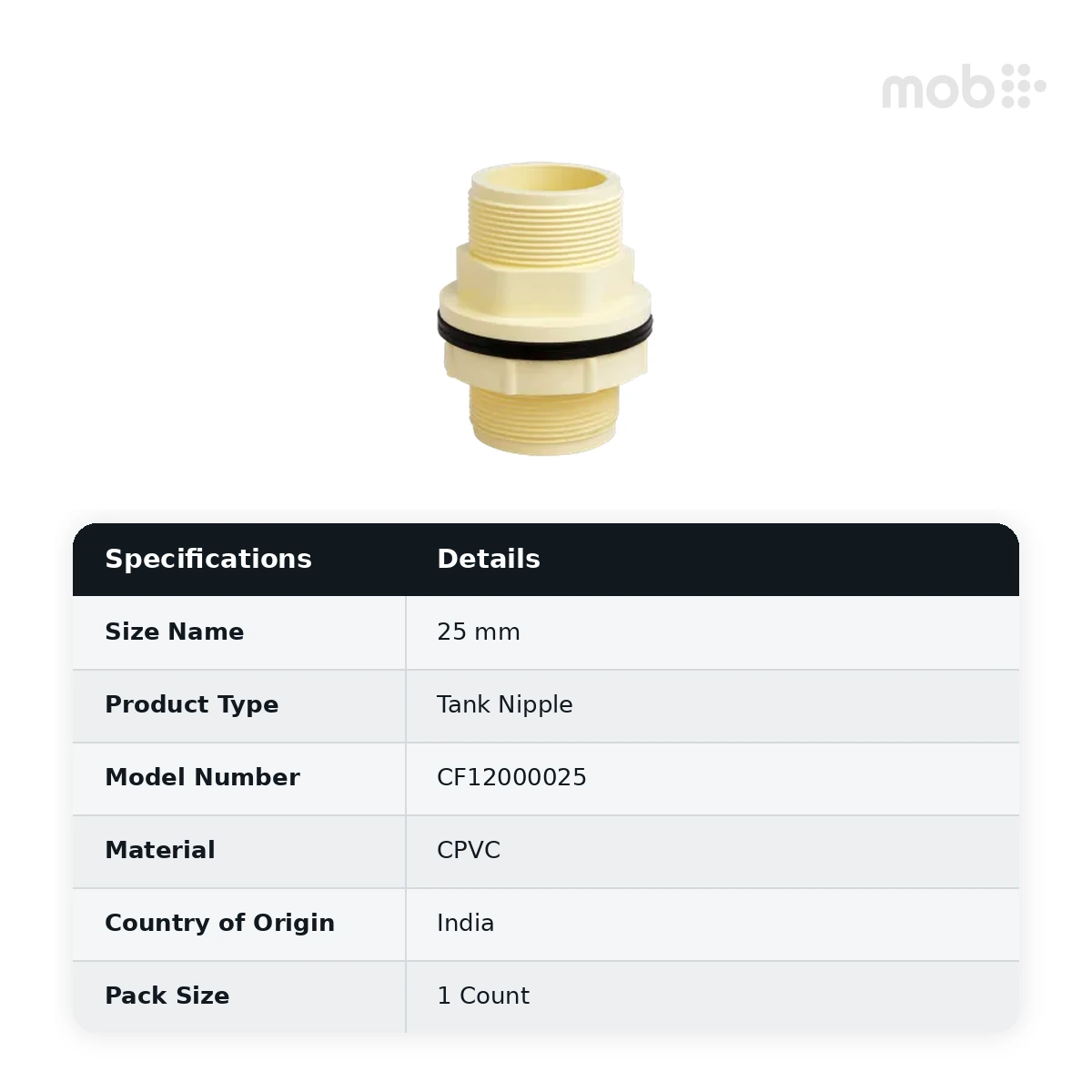 Truflo CPVC Tank Nipple 25 mm - CF12000025