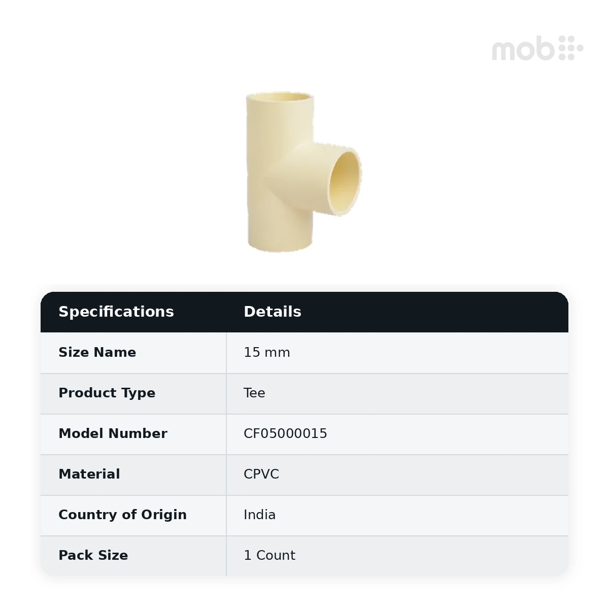 Truflo CPVC Tee 90° Plain 15 mm - CF05000015 - image 2