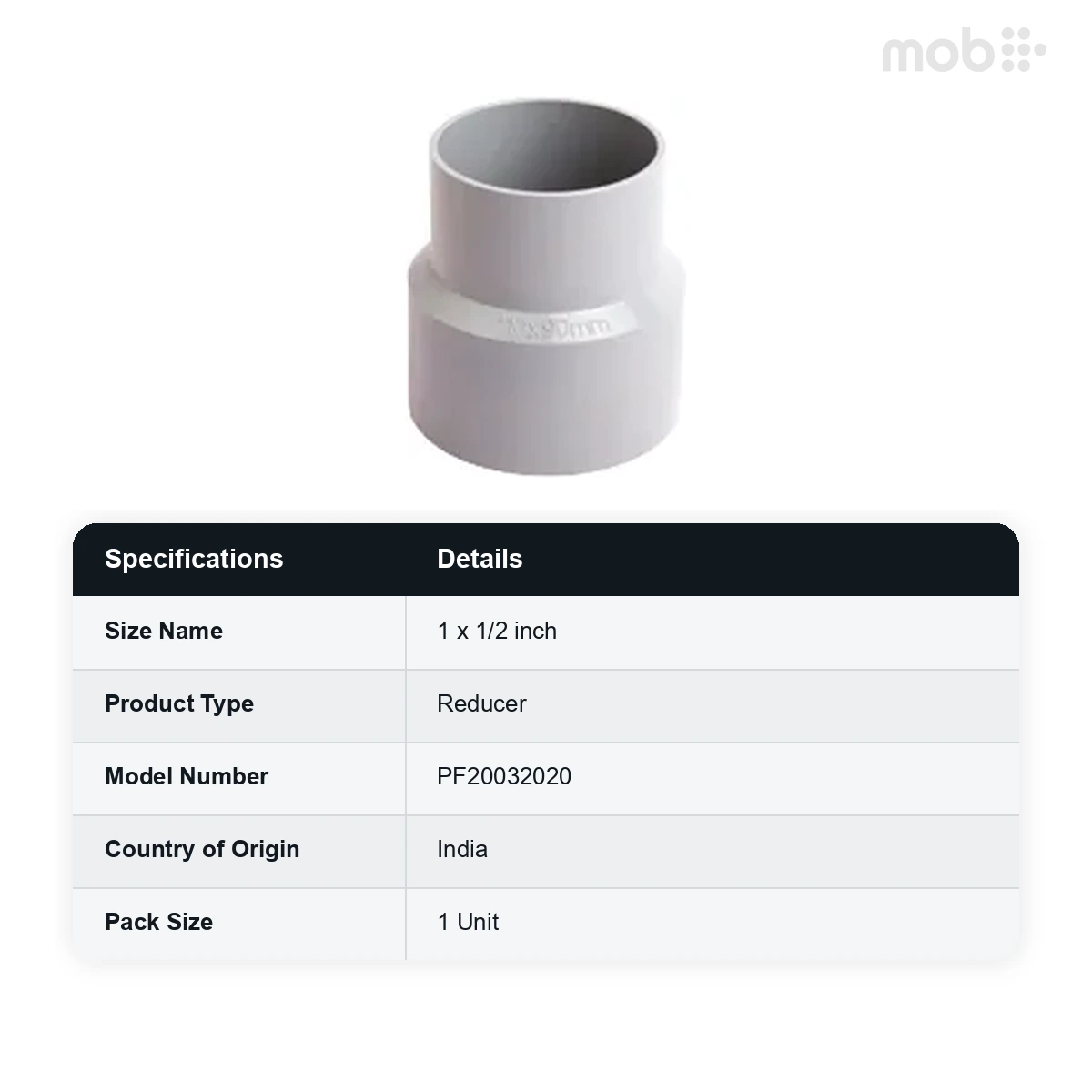 Truflo PVC 32 x 20 mm Heavy Reducer (1 x 1/2 inch) code: PF20032020 - image 2