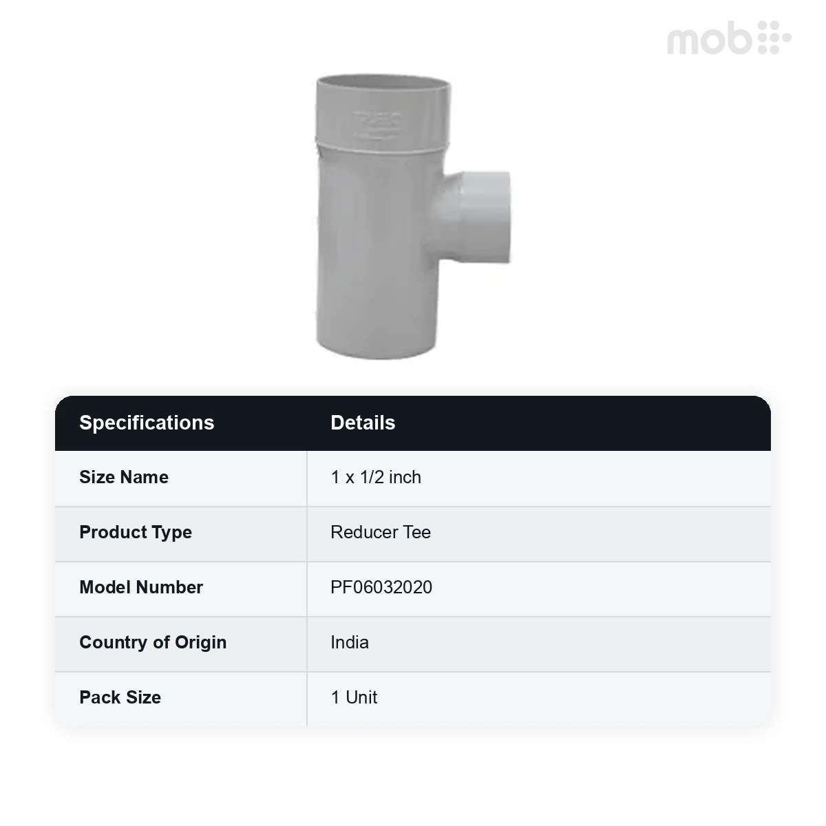 Truflo PVC 32 x 20 mm Reducer Tee Heavy (1 x 1/2 inch) code: PF06032020 - image 2