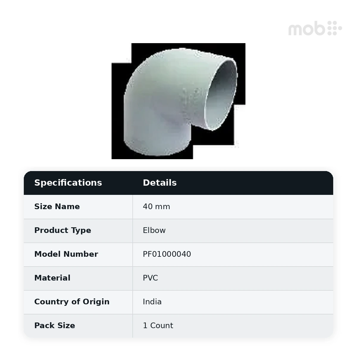 Truflo PVC Elbow 90° Plain - 6 kgf/cm² Pressure - ISI Marked 40 mm - PF01000040 - image 2