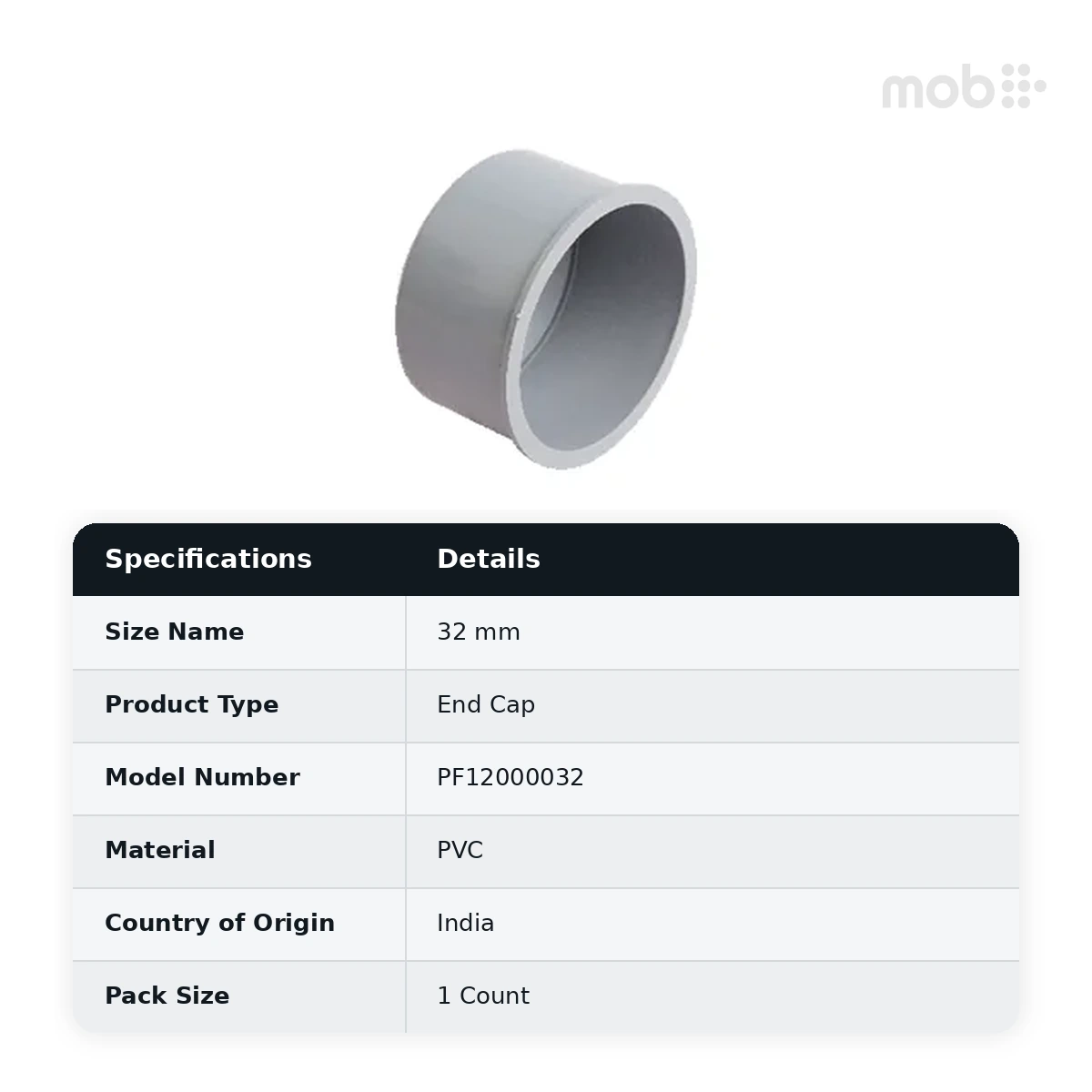 Truflo PVC End Cap Plain - 10 kgf/cm² Pressure - ISI Marked 32 mm - PF12000032 - image 2