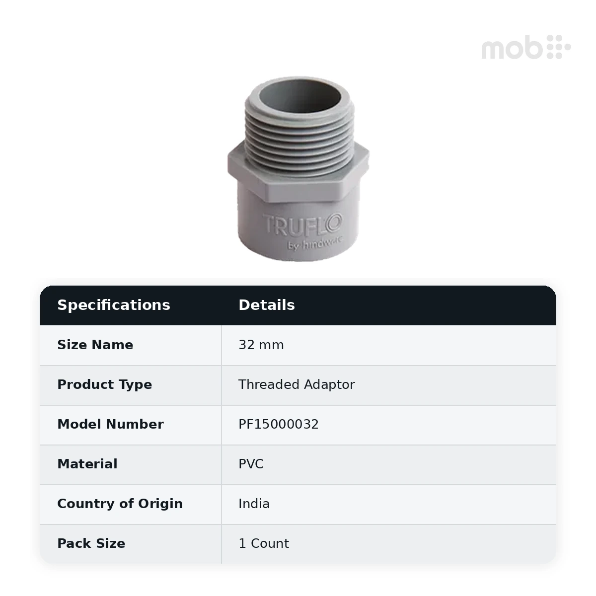 Truflo PVC Male Threaded Adaptor - Heavy 32 mm - PF15000032 - image 2