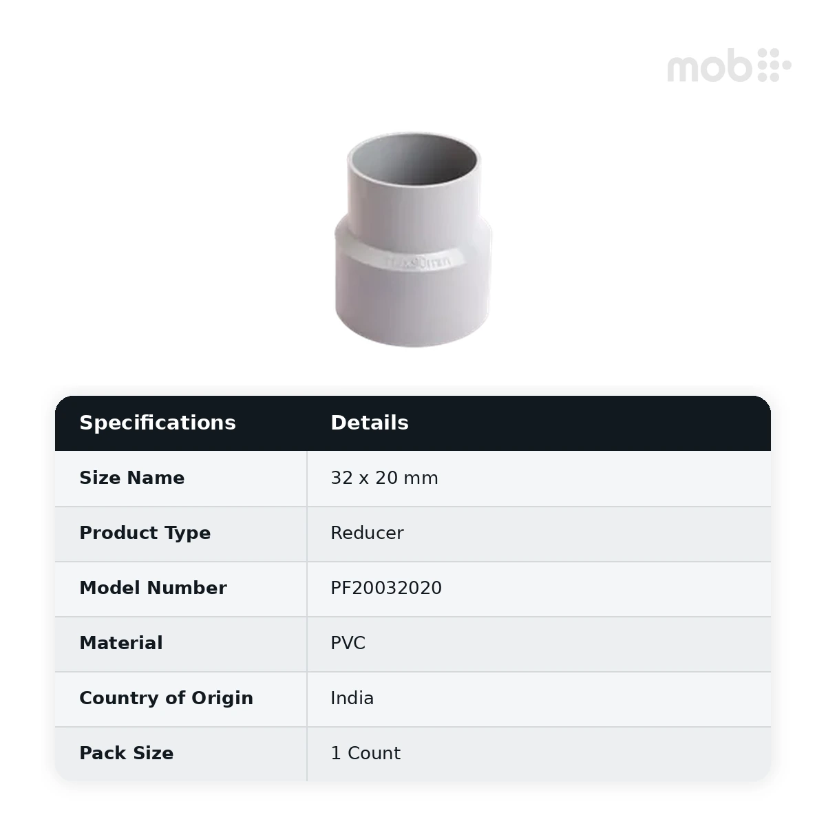 Truflo PVC Reducer - Heavy 32 x 20 mm - PF20032020 - image 2