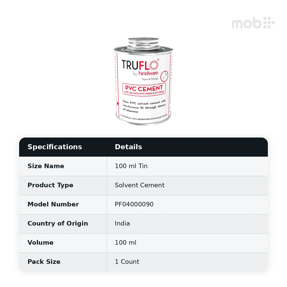 Truflo PVC Solvent Cement 100 ml Tin - PESCLR0100 - image 2