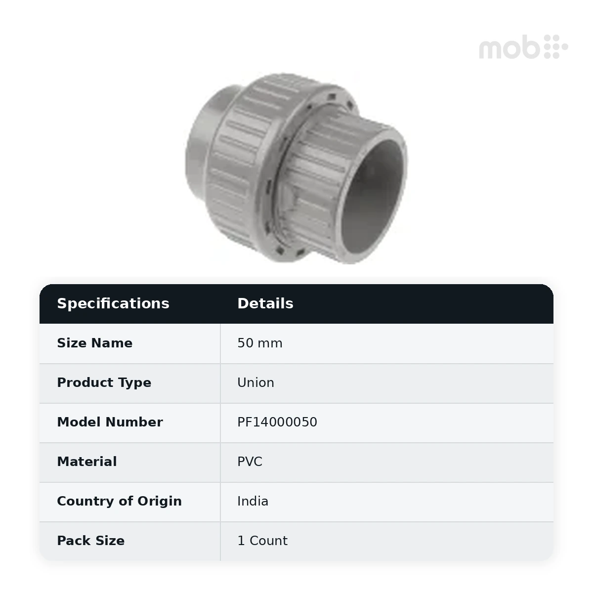 Truflo PVC Union - 10 kgf/cm² Pressure - ISI Marked 50 mm - PF14000050 - image 2