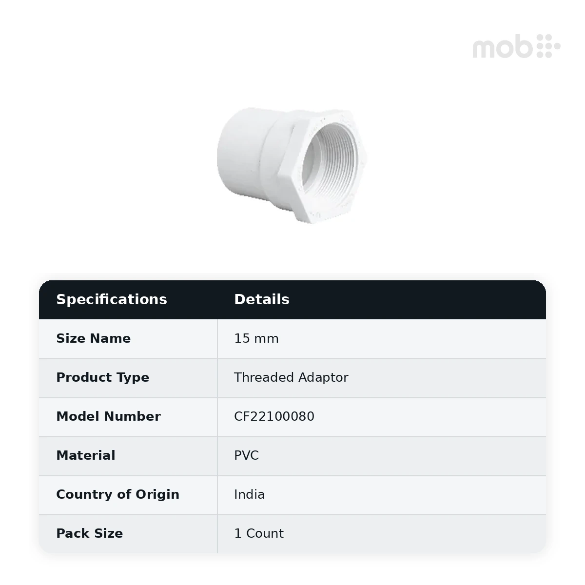 Truflo UPVC Plastic Female Threaded Adaptor 15 mm - UF16000015 - image 2