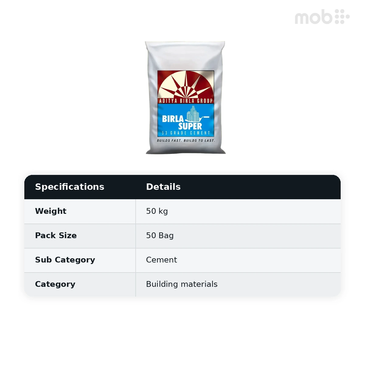 (50 Bags MOQ) Birla Super 53 Grade Cement 50Kg Bag (50 Bags Multiple)  - image 2