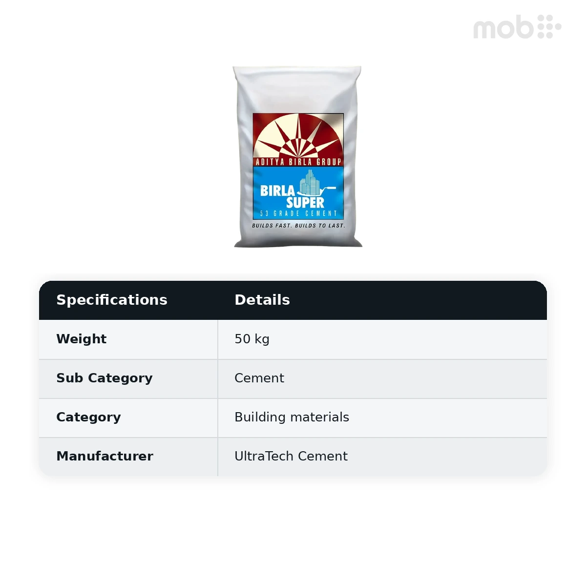 Birla Super 53 Grade Cement 50Kg Bag - image 2