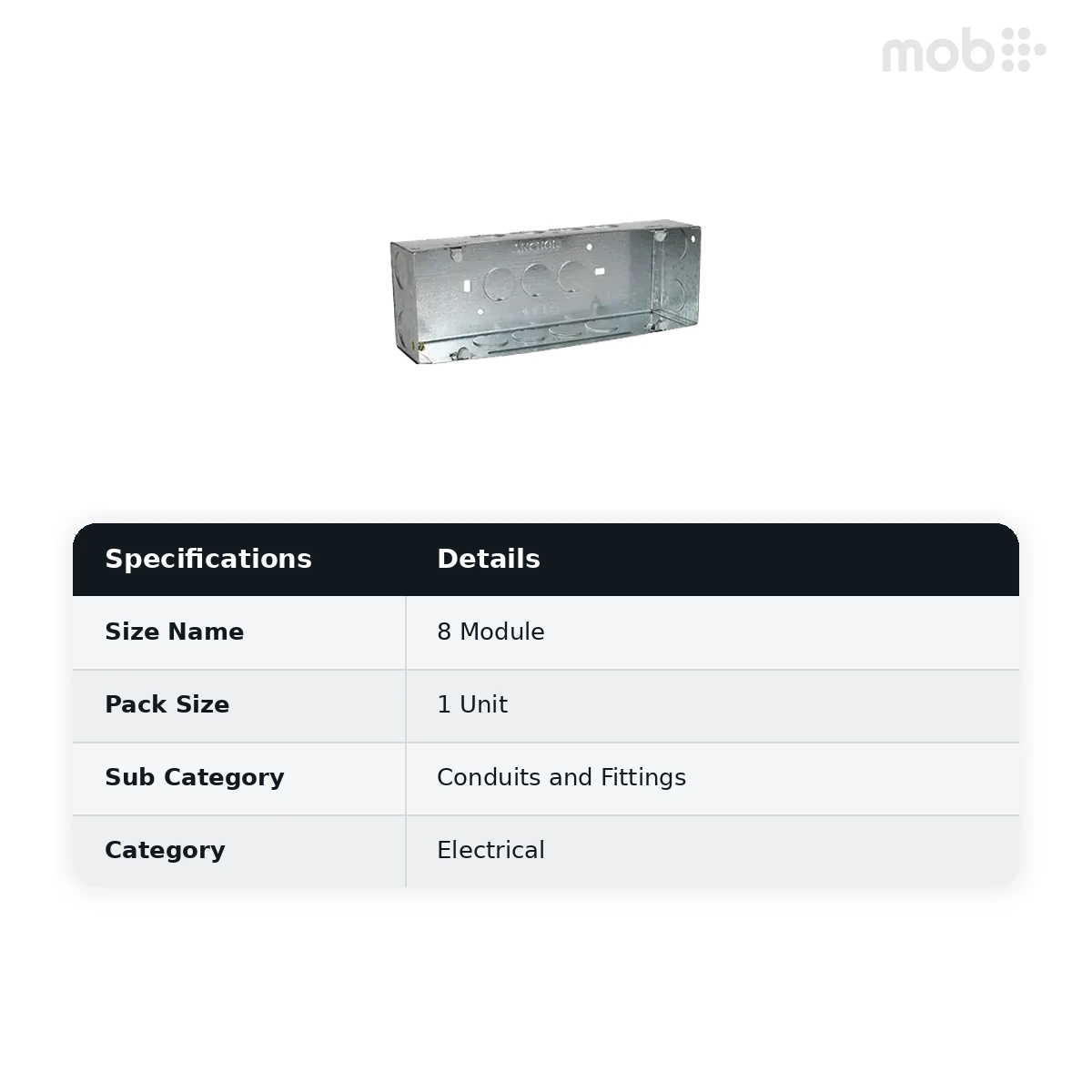 VIP G.I. Metal modular box 8 module (Horizontal & Vertical) 18 G - image 2
