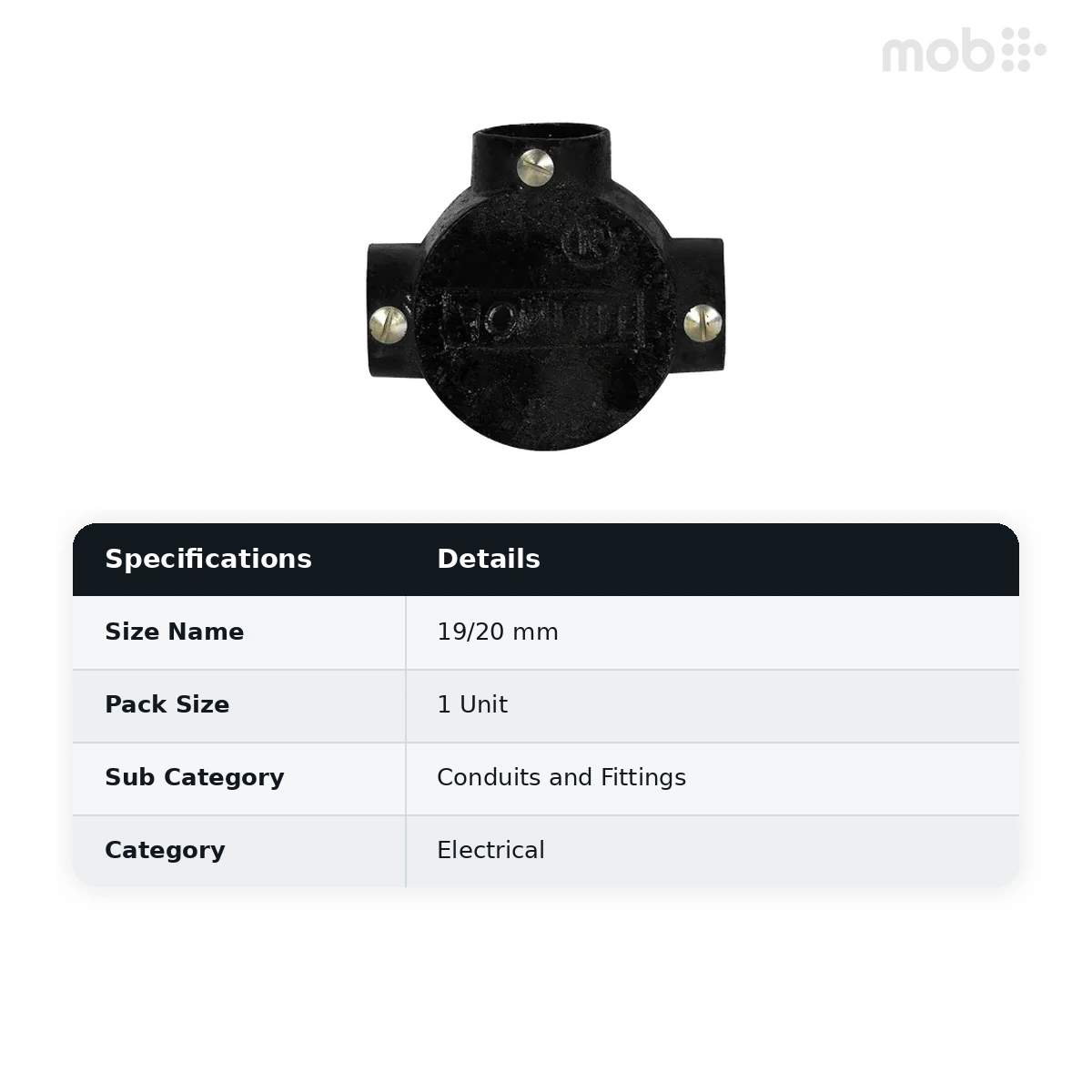 VIP Metal Junction Box Surface 19/20mm