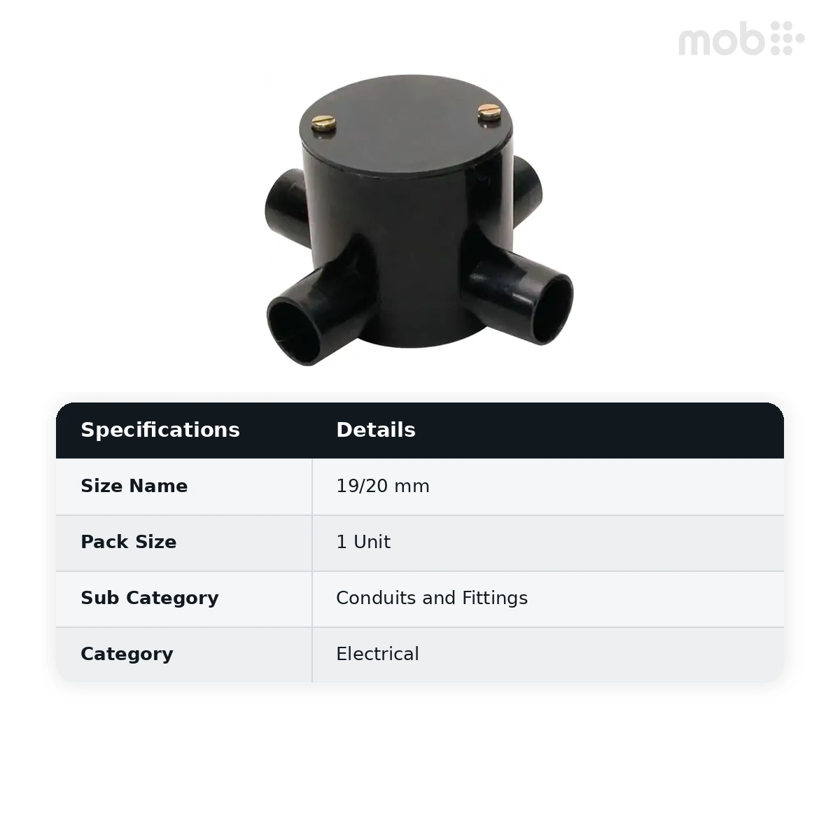 VIP PVC Junction Box Deep (With Lid) 4 way 19/20mm - image 2