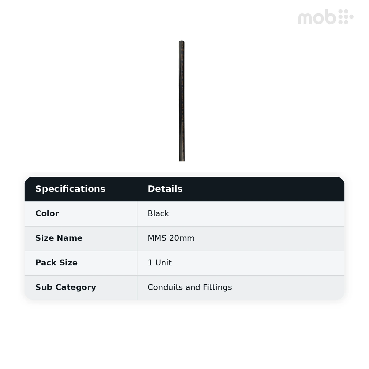 VIP PVC MMS Conduit pipe 20mm  Black 3m length - image 2
